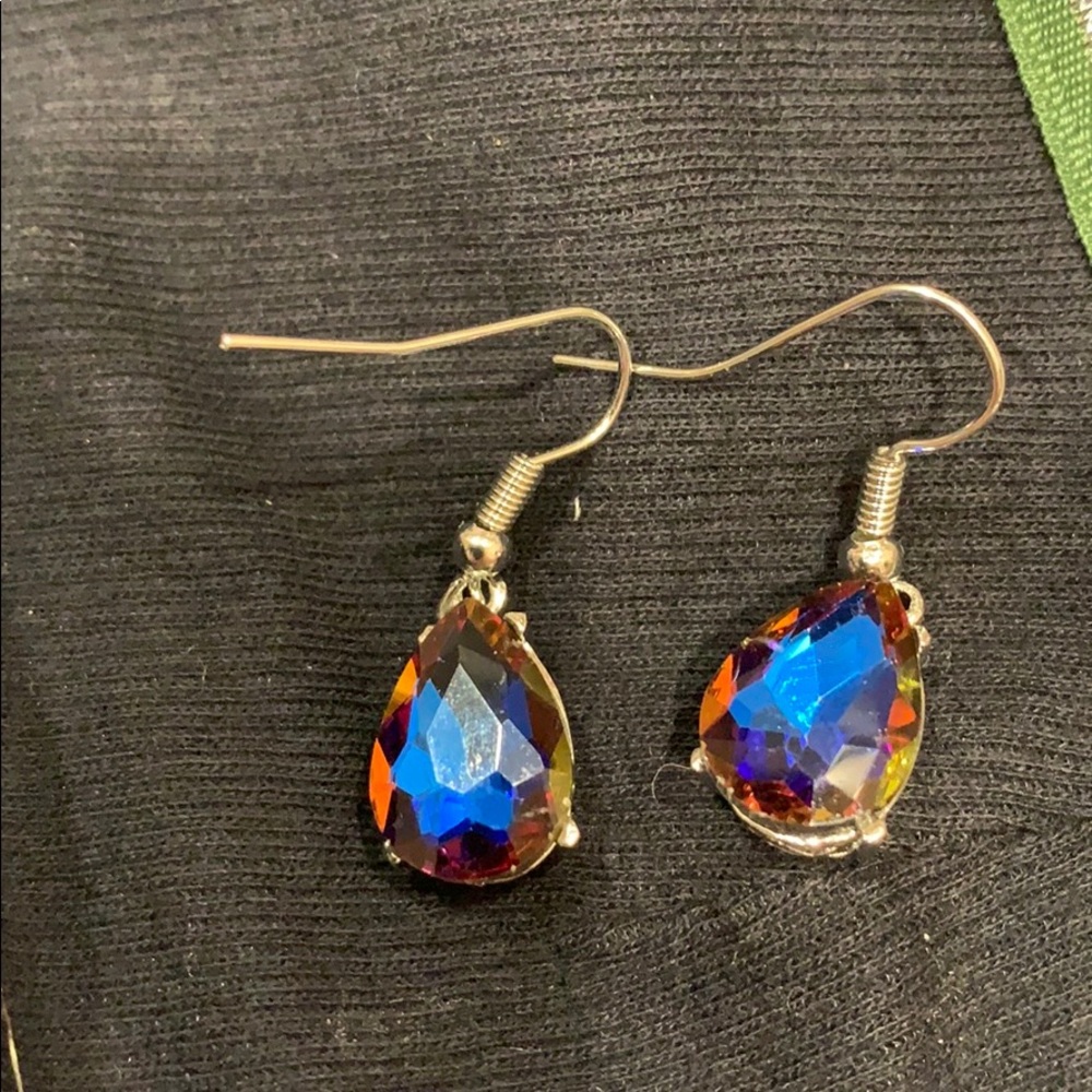 New! Mystic Rainbow Topaz Gemstone Hook Earrings
